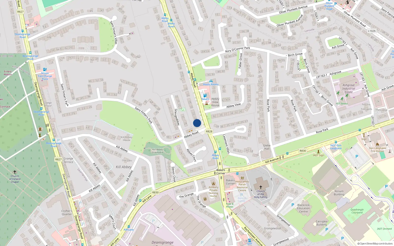 Overhead map showing the location of Garden Apt 35, 35 Abbey Road, Monkstown