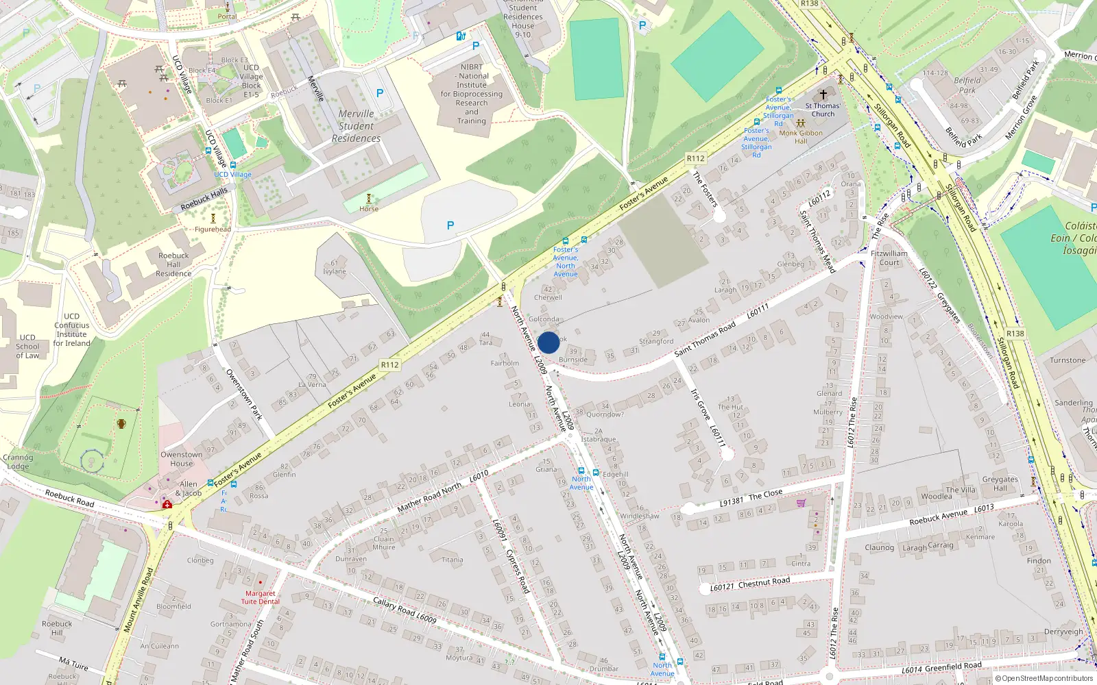 Overhead map showing the location of North Avenue, Blackrock