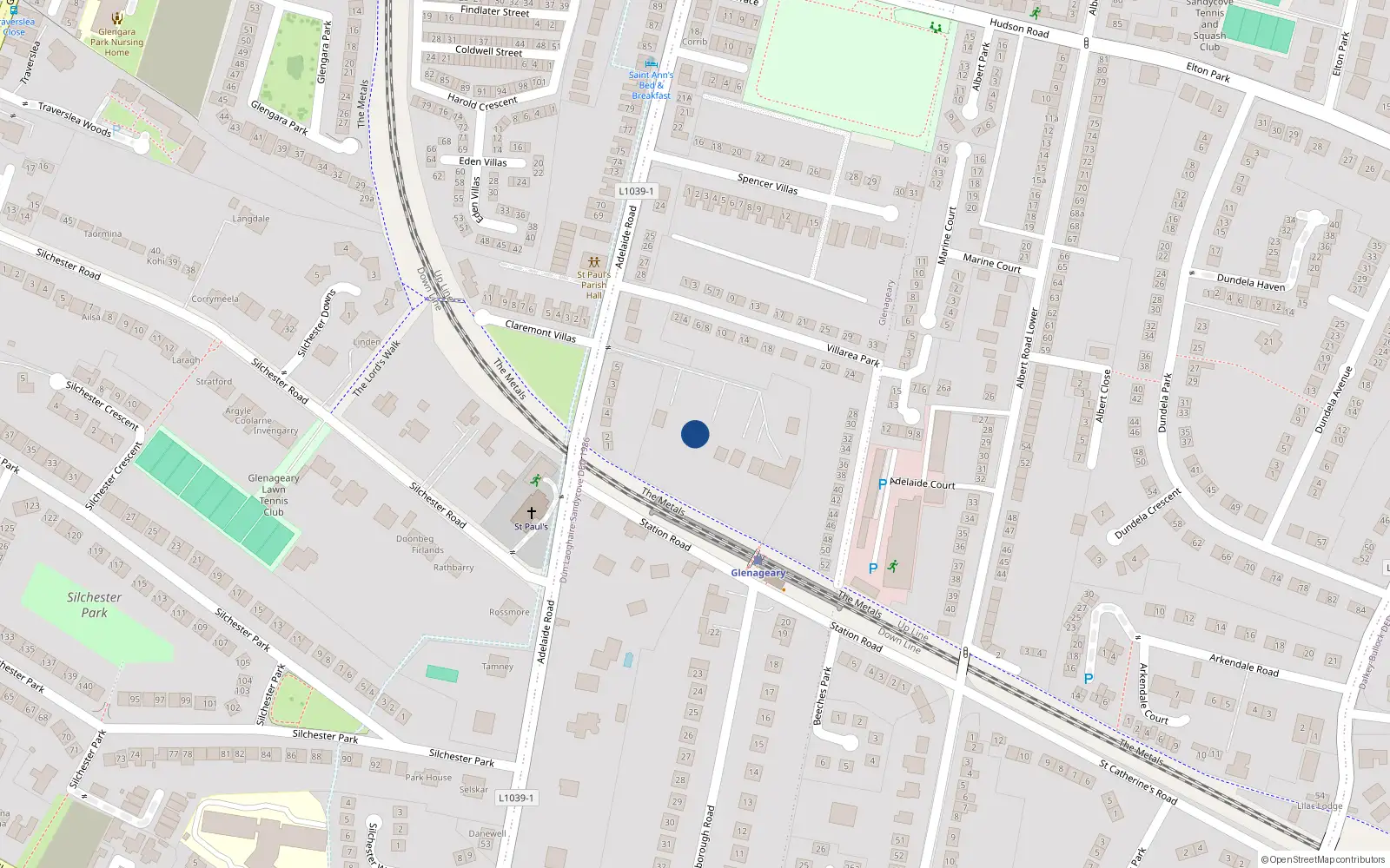 Overhead map showing the location of Glenageary, Dublin, Co. Dublin