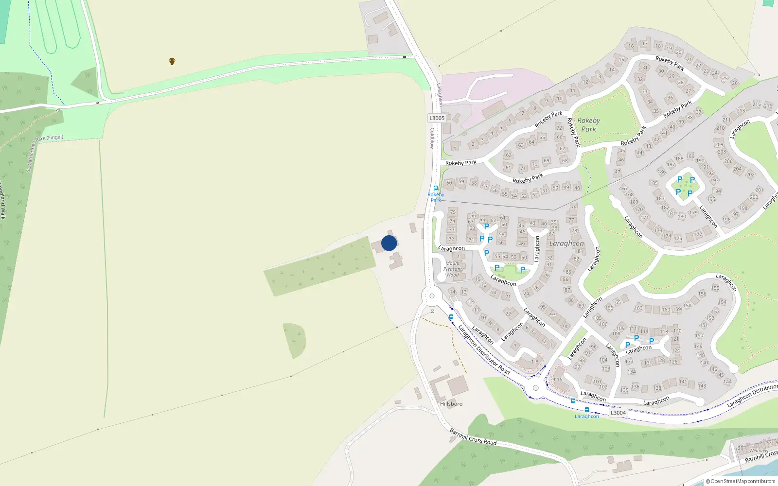 Overhead map showing the location of Coldblow, Lucan, Co. Dublin