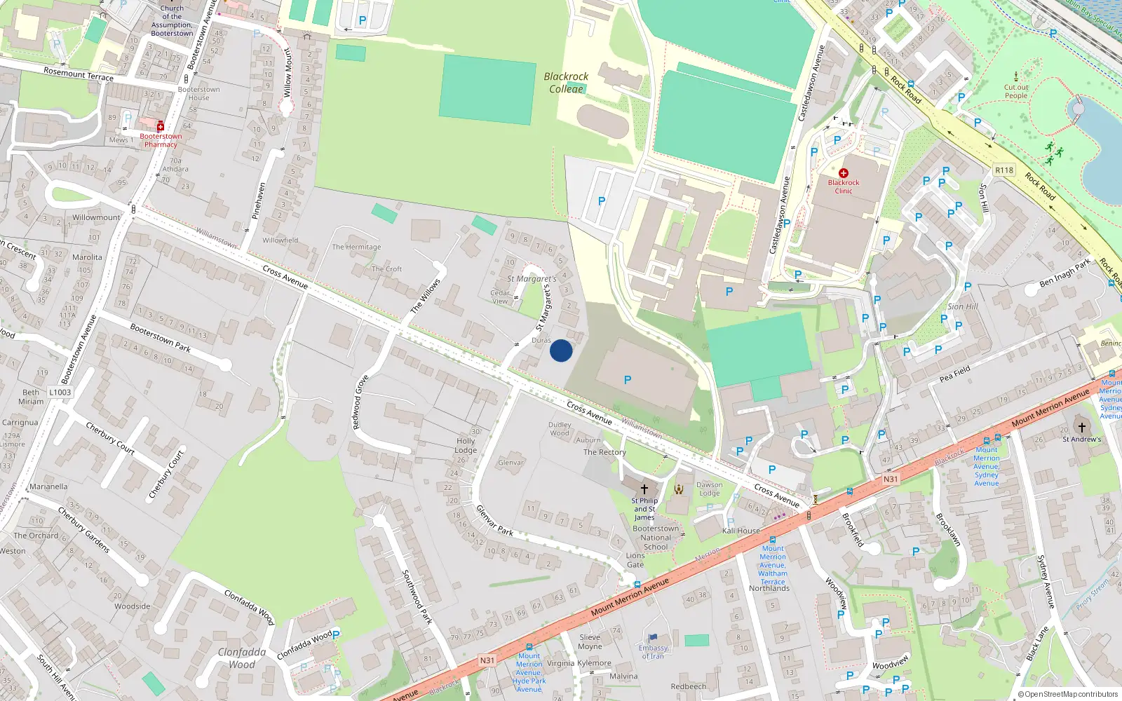 Overhead map showing the location of Williamstown, Dublin, Co. Dublin