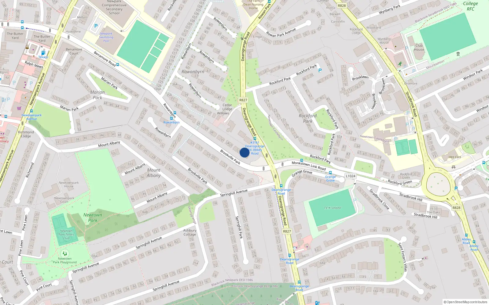 Overhead map showing the location of 29 Brookville Park, Blackrock
