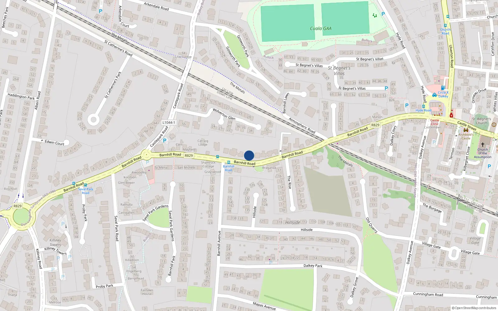 Overhead map showing the location of Dalkey, Dublin, Co. Dublin