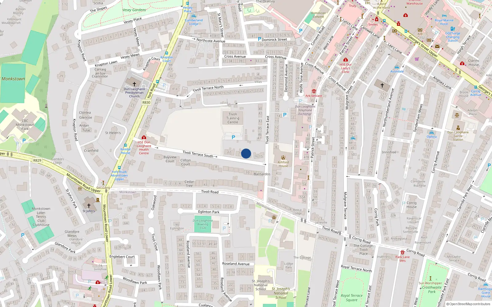 Overhead map showing the location of 18 Tivoli Terrace South, Gougane Barra