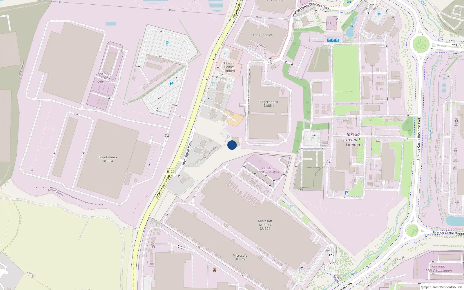 Overhead map showing the location of R120, Lucan