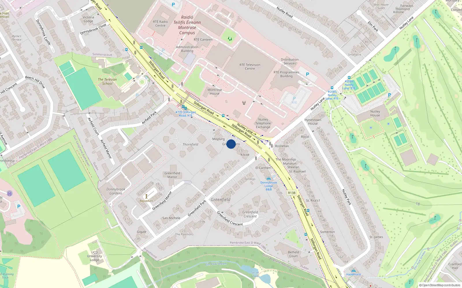 Overhead map showing the location of 119 Stillorgan Road, Priesthouse