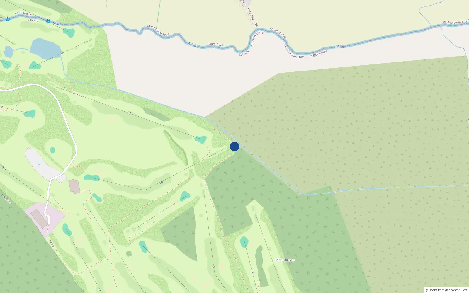 Overhead map showing the location of Brittas, Hillsbrook, Co. Wicklow