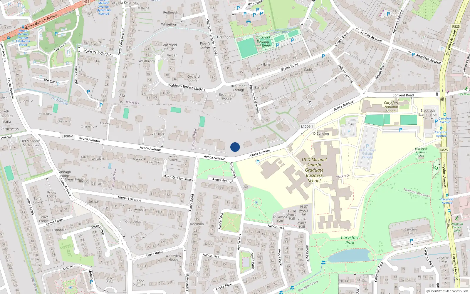 Overhead map showing the location of Carysfort, Dublin, Co. Dublin