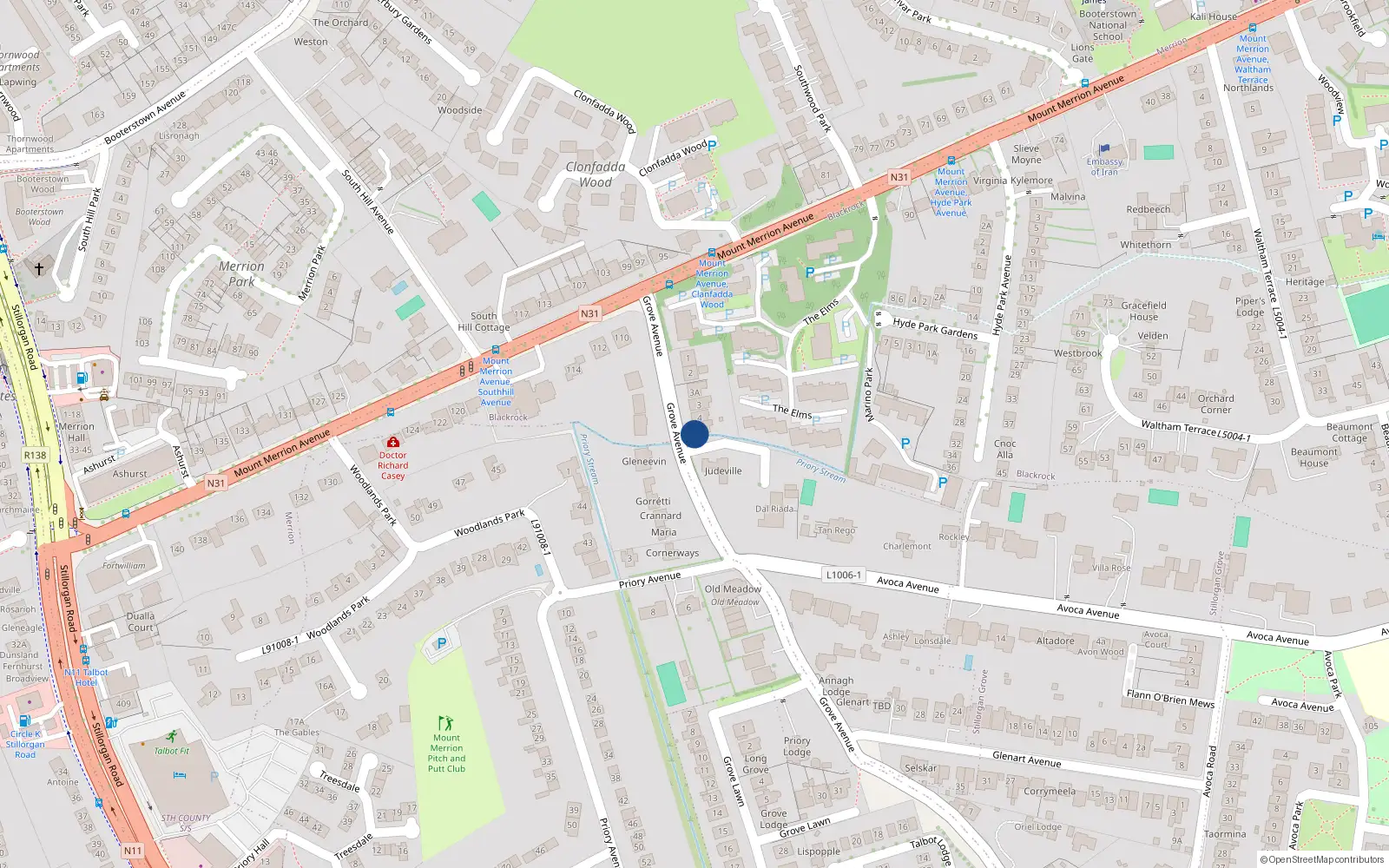 Overhead map showing the location of Site 5 Hse 4, 4 Grove Avenue, Blackrock
