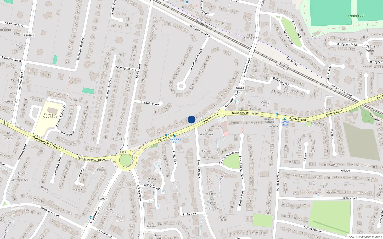 Overhead map showing the location of 8 Barnhill Road, Dalkey