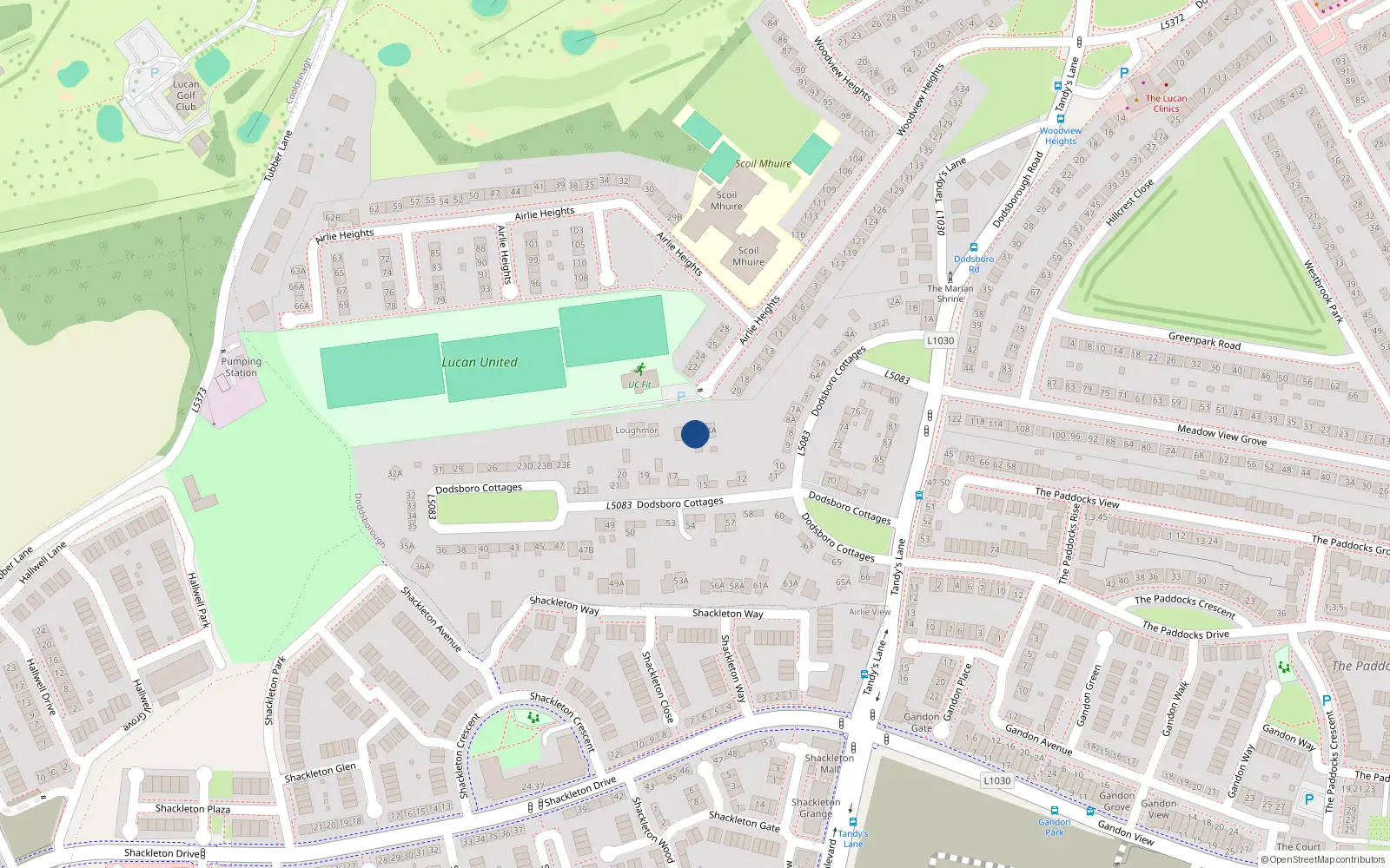 Overhead map showing the location of 20B Airlie Heights, Lucan