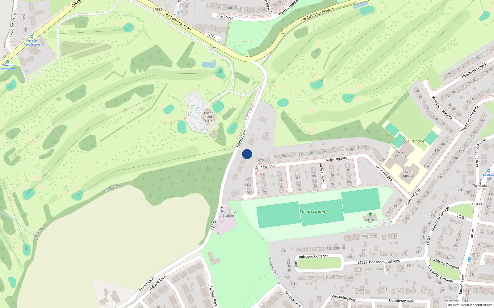 Overhead map showing the location of Doddsborough, Lucan, Co. Dublin