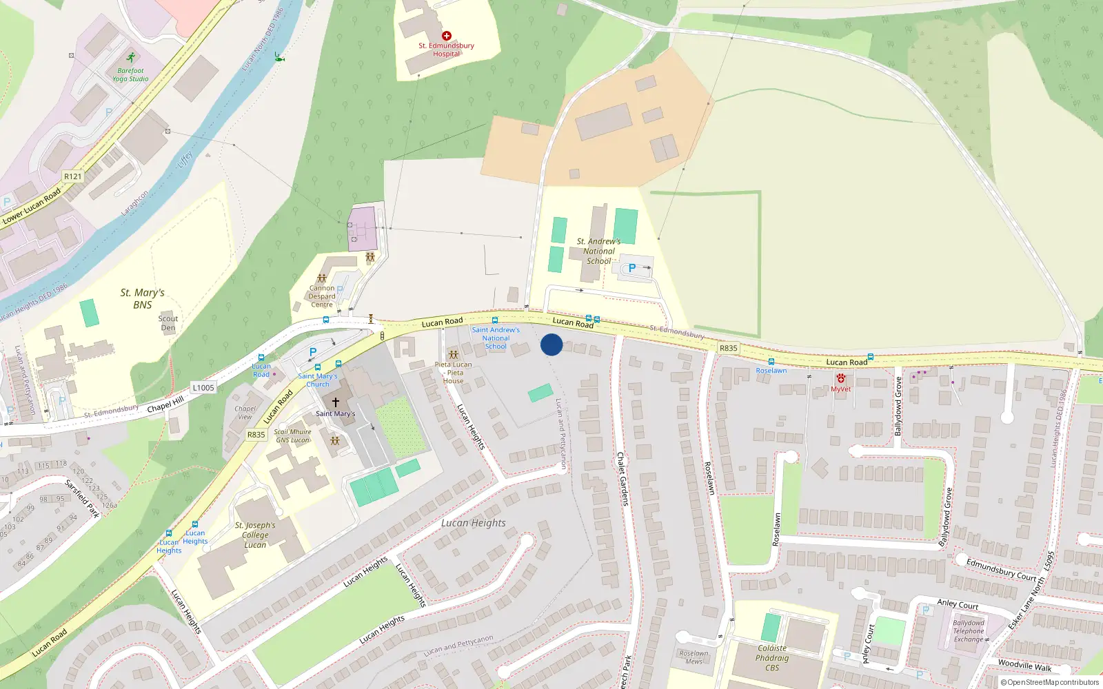 Overhead map showing the location of Lucan Road, Lucan