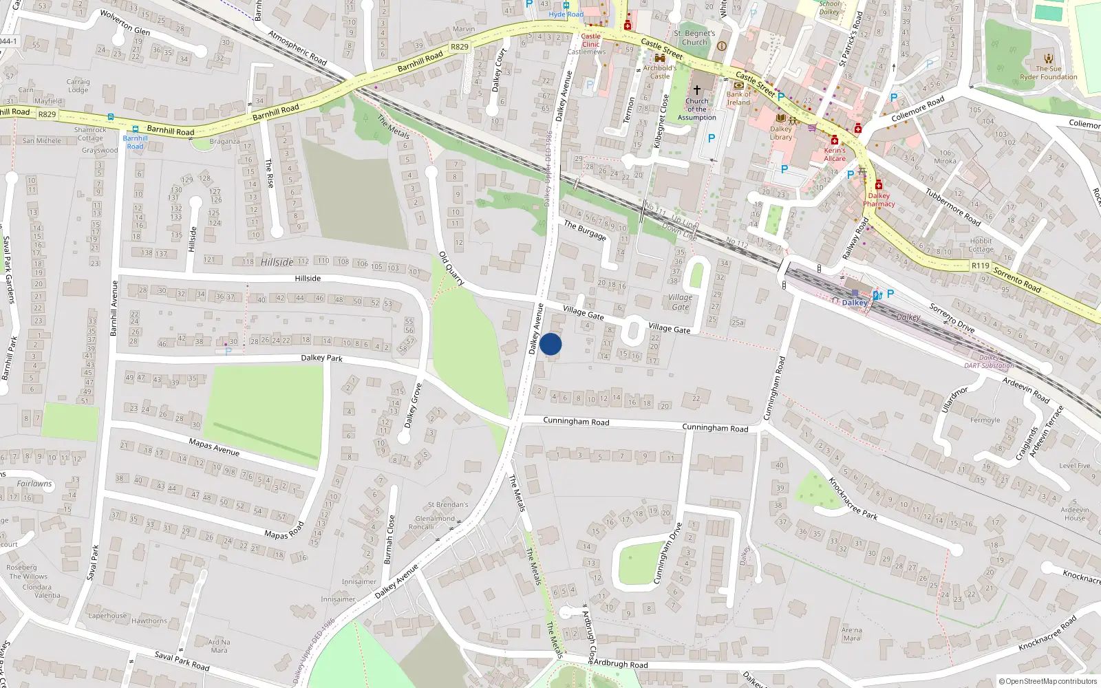 Overhead map showing the location of Dalkey, Dublin, Co. Dublin