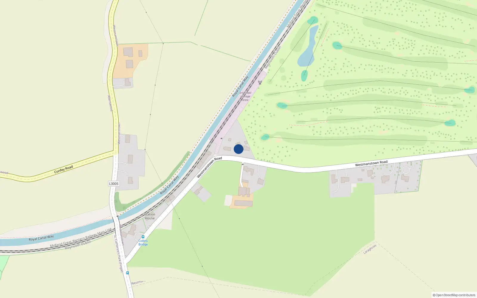Overhead map showing the location of Holly Cottage, Westmanstown, Lucan, Co. Dublin