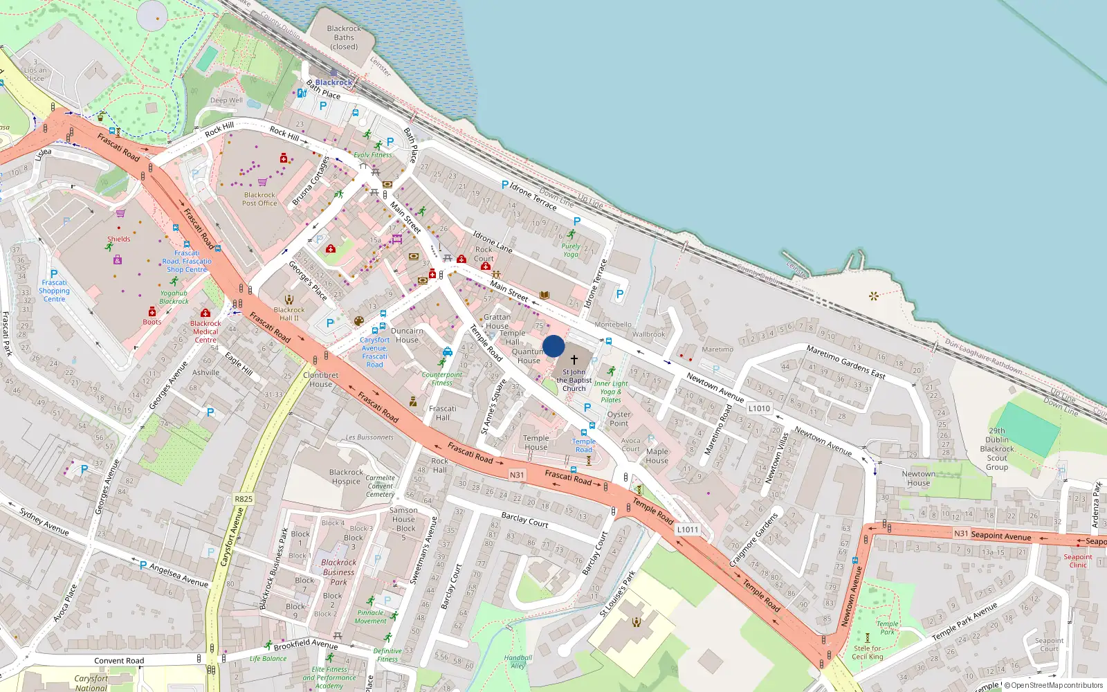 Overhead map showing the location of 81 Main Street, Blackrock