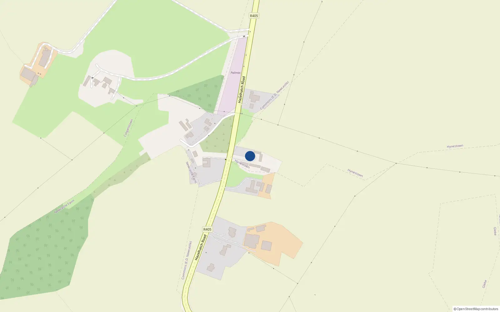 Overhead map showing the location of Hazelhatch Road, Newcastle