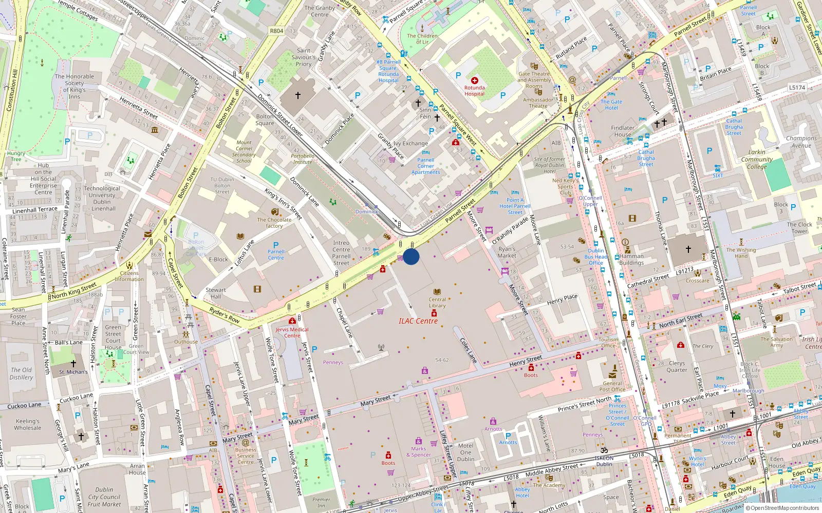 Overhead map showing the location of North City, Dublin 1, Co. Dublin