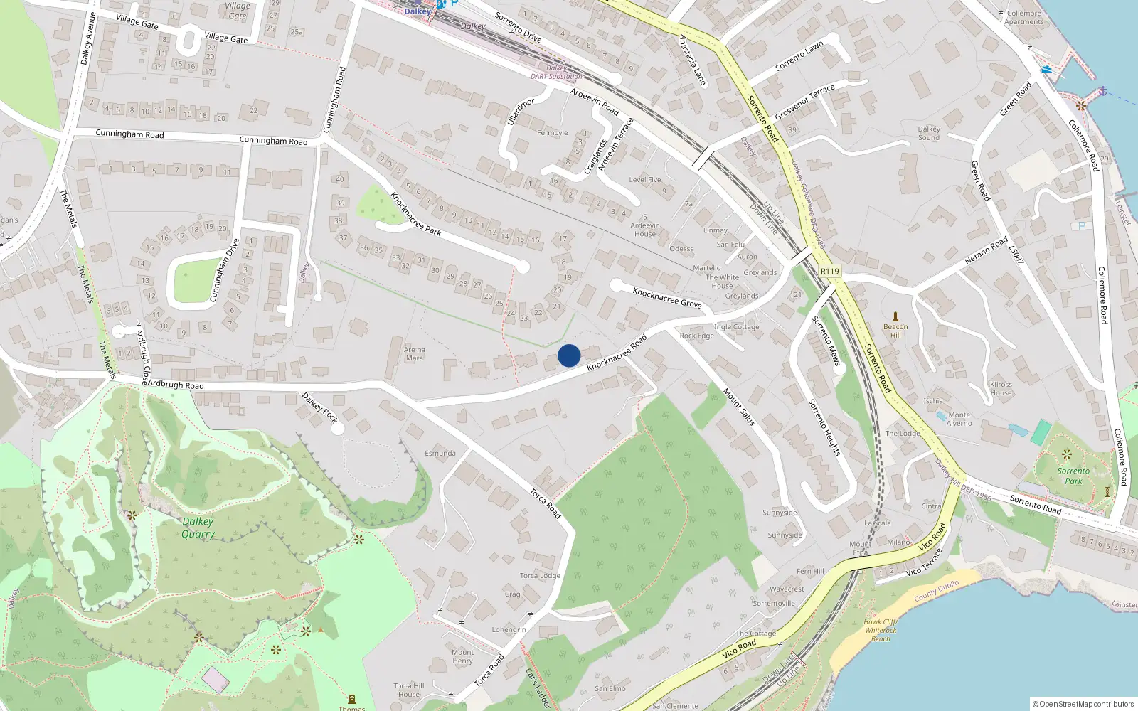 Overhead map showing the location of Dalkey, Dublin, Co. Dublin