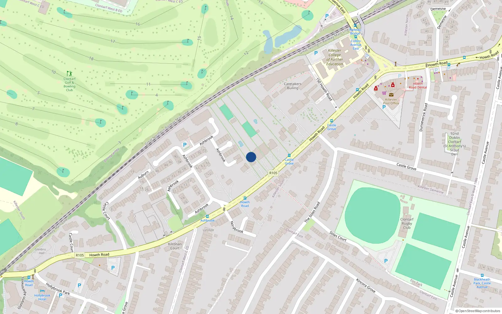Overhead map showing the location of 130 Howth Road, Dublin 3