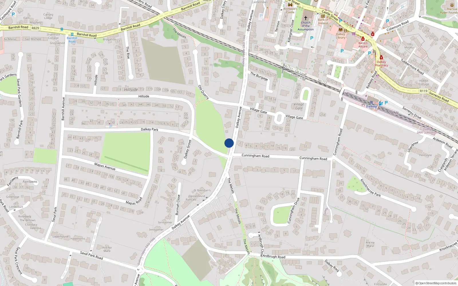 Overhead map showing the location of Dalkey, Dublin, Co. Dublin