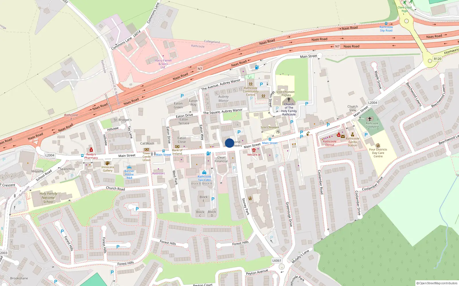 Overhead map showing the location of Main Street, Rathcoole