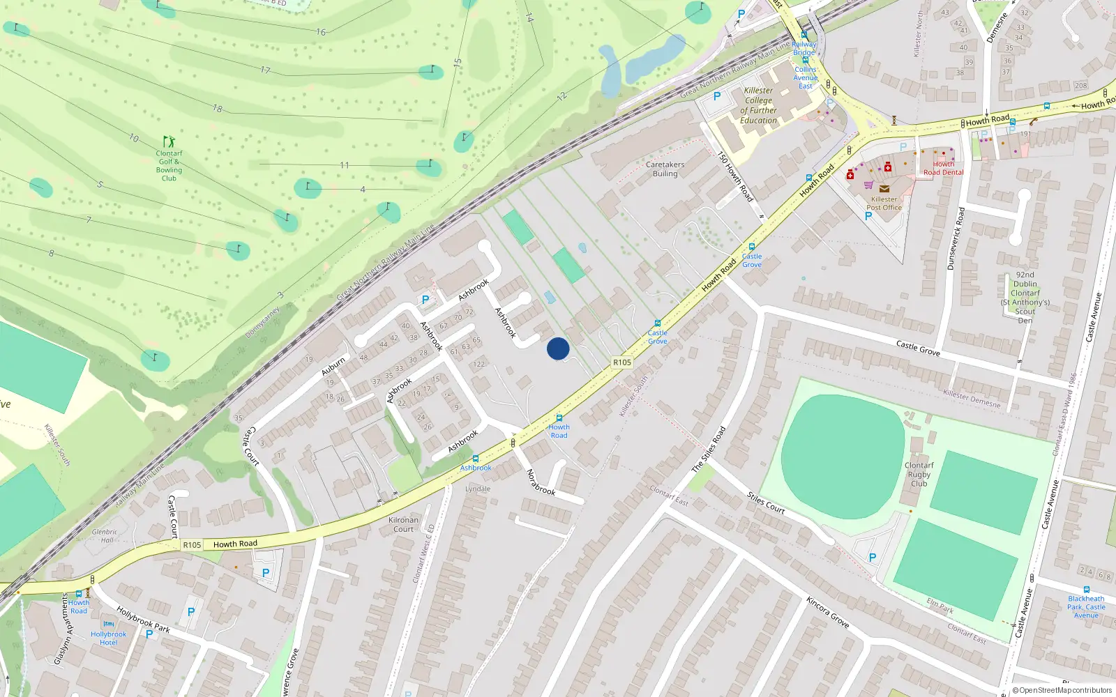 Overhead map showing the location of 128 Howth Road, Dublin 3
