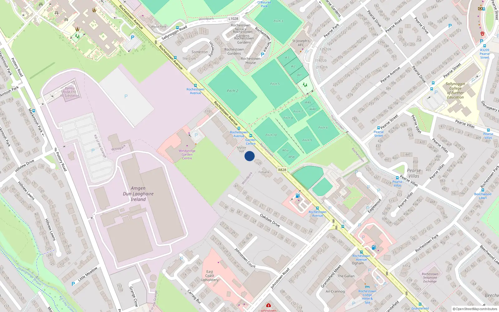Overhead map showing the location of 124 Rochestown Avenue, Dun Laoghaire