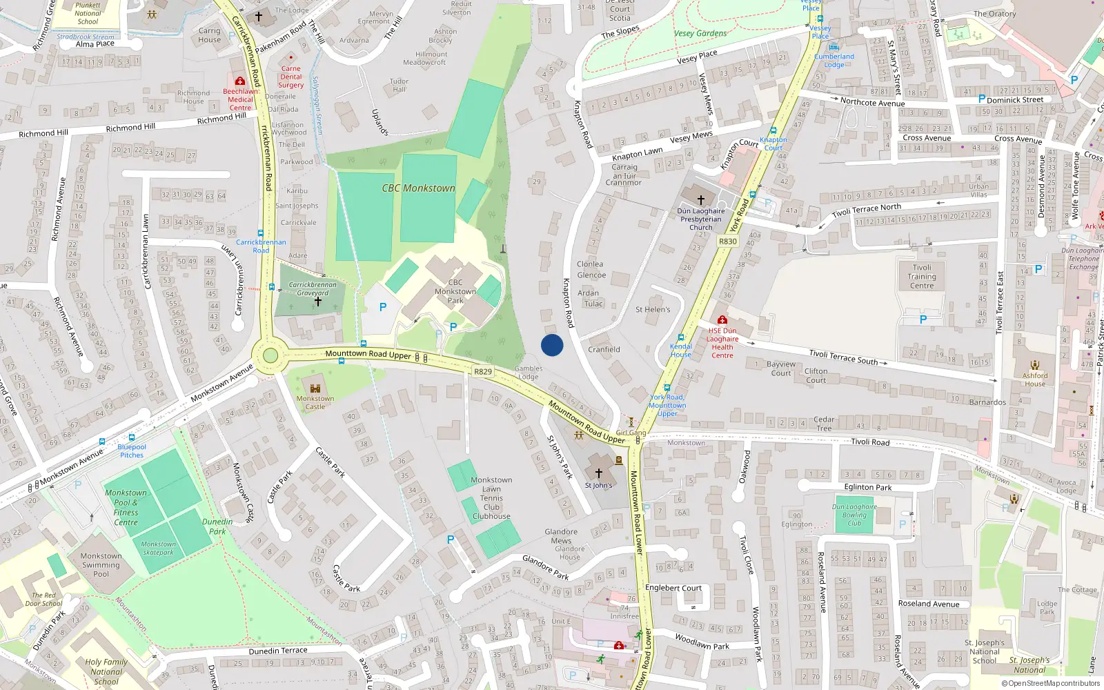 Overhead map showing the location of Dún Laoghaire, Dublin, Co. Dublin