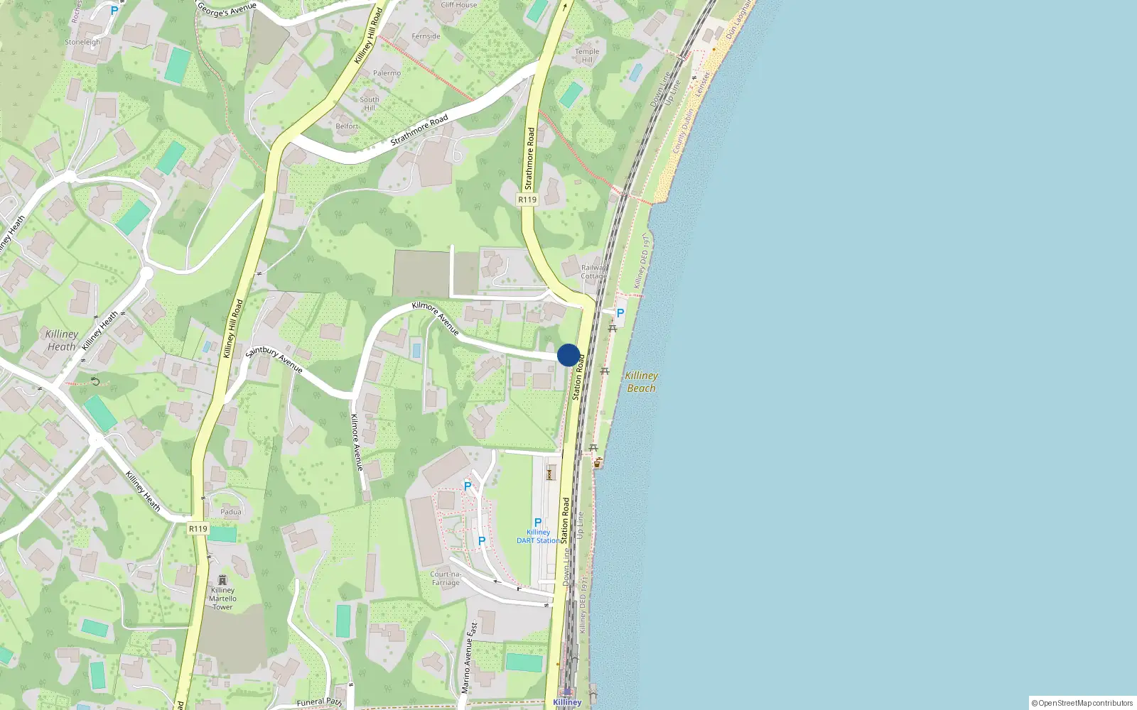 Overhead map showing the location of Killiney, Dublin, Co. Dublin