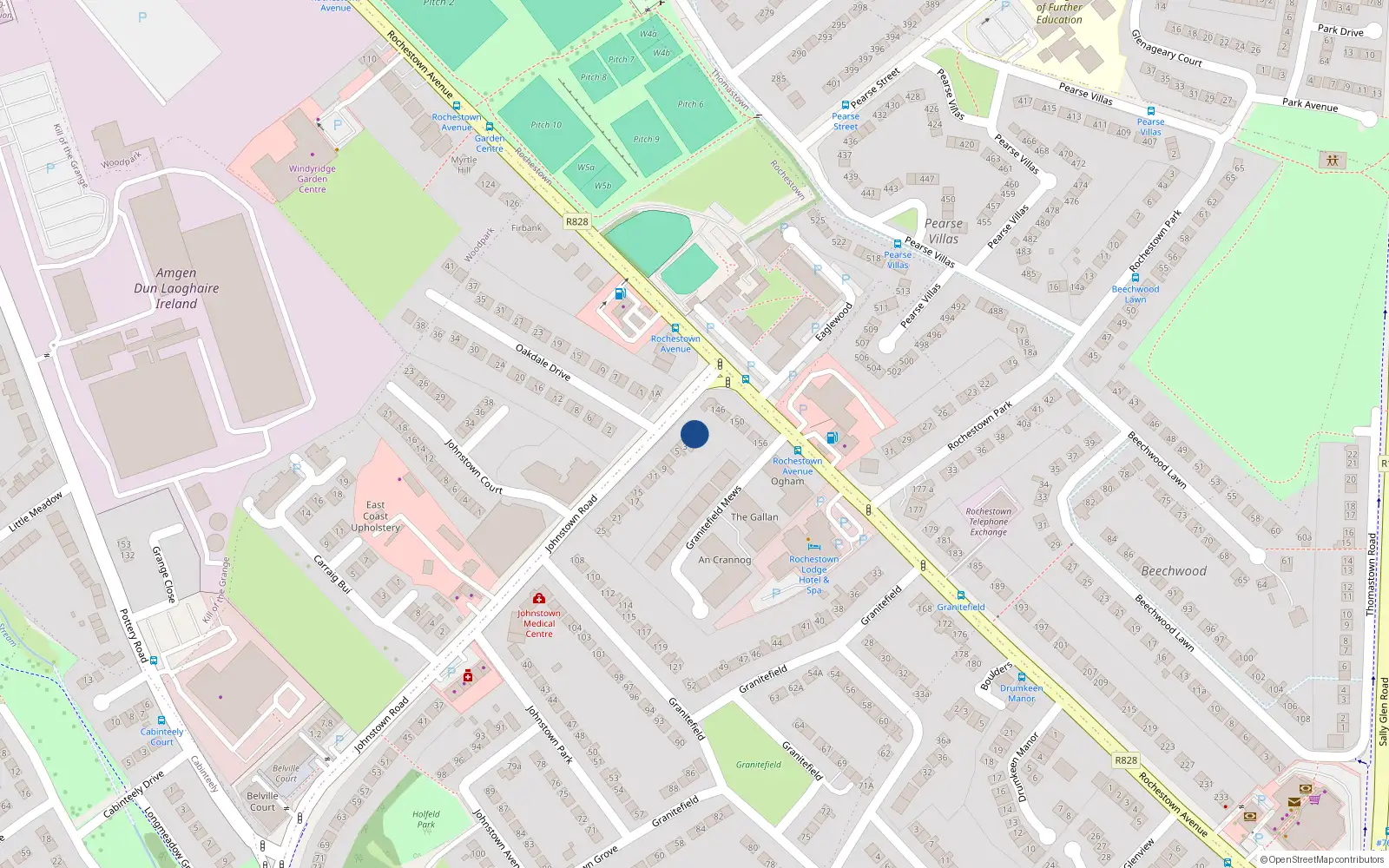 Overhead map showing the location of Kilteely House, 1 Johnstown Road, Dun Laoghaire
