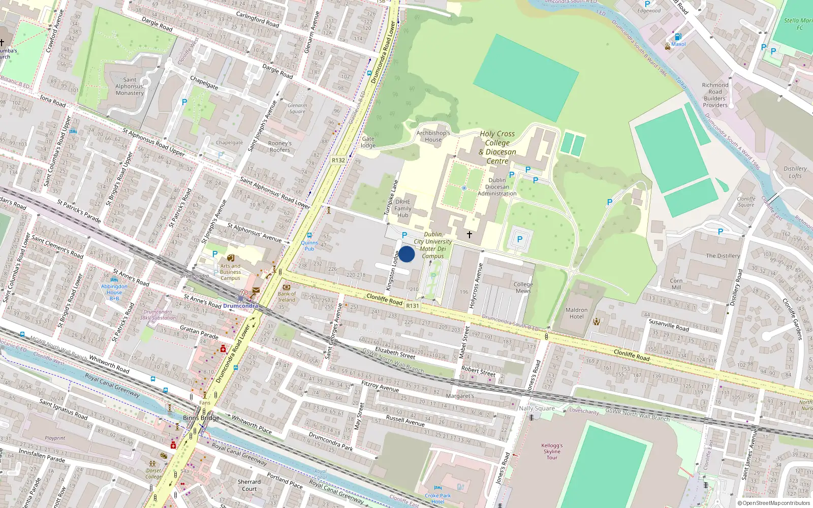 Overhead map showing the location of Drumcondra, Dublin, Co. Dublin