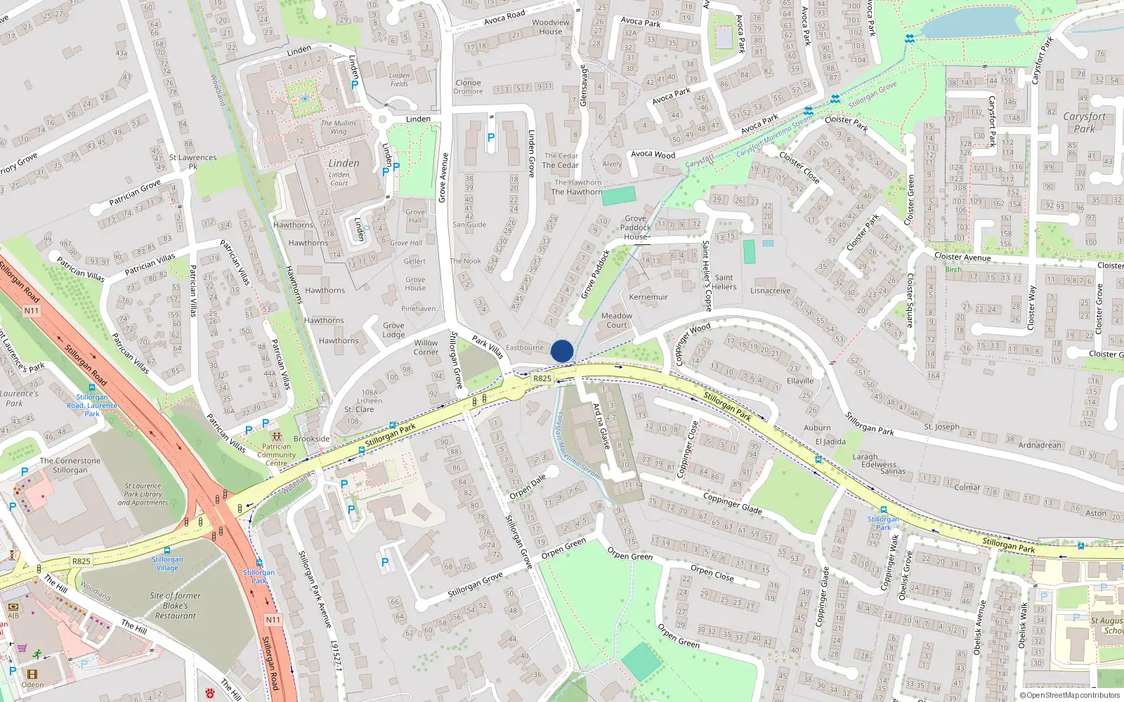 Overhead map showing the location of Stillorgan, Dublin, Co. Dublin