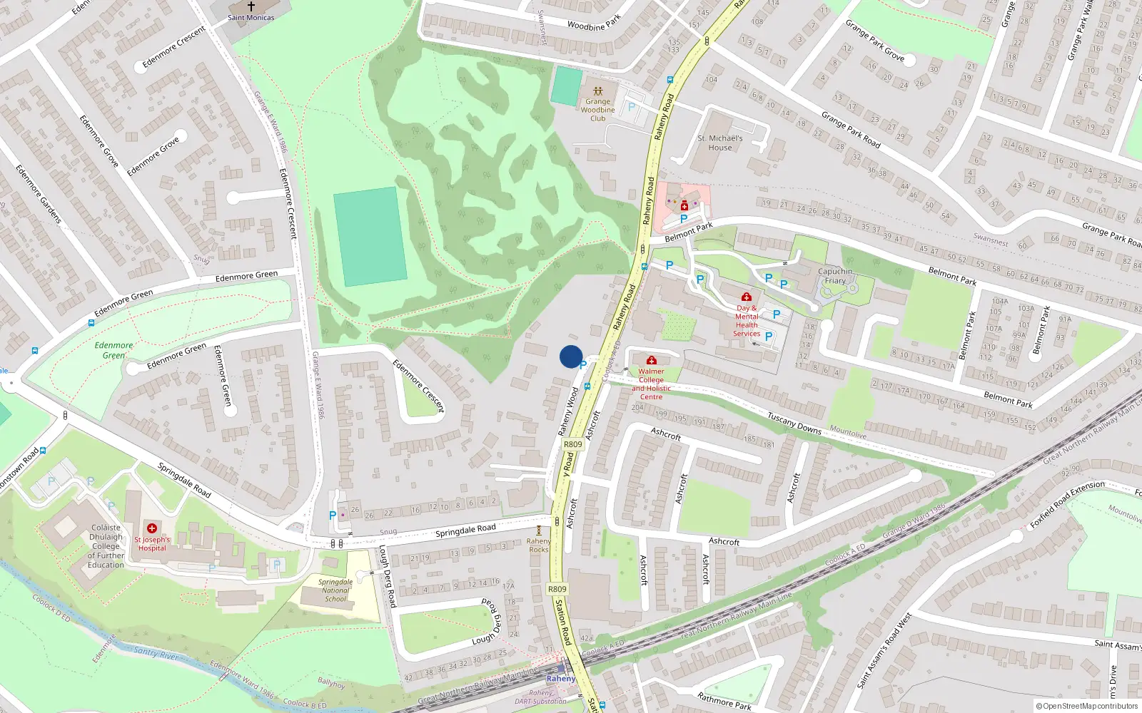 Overhead map showing the location of 87 Raheny Road, Dublin 5