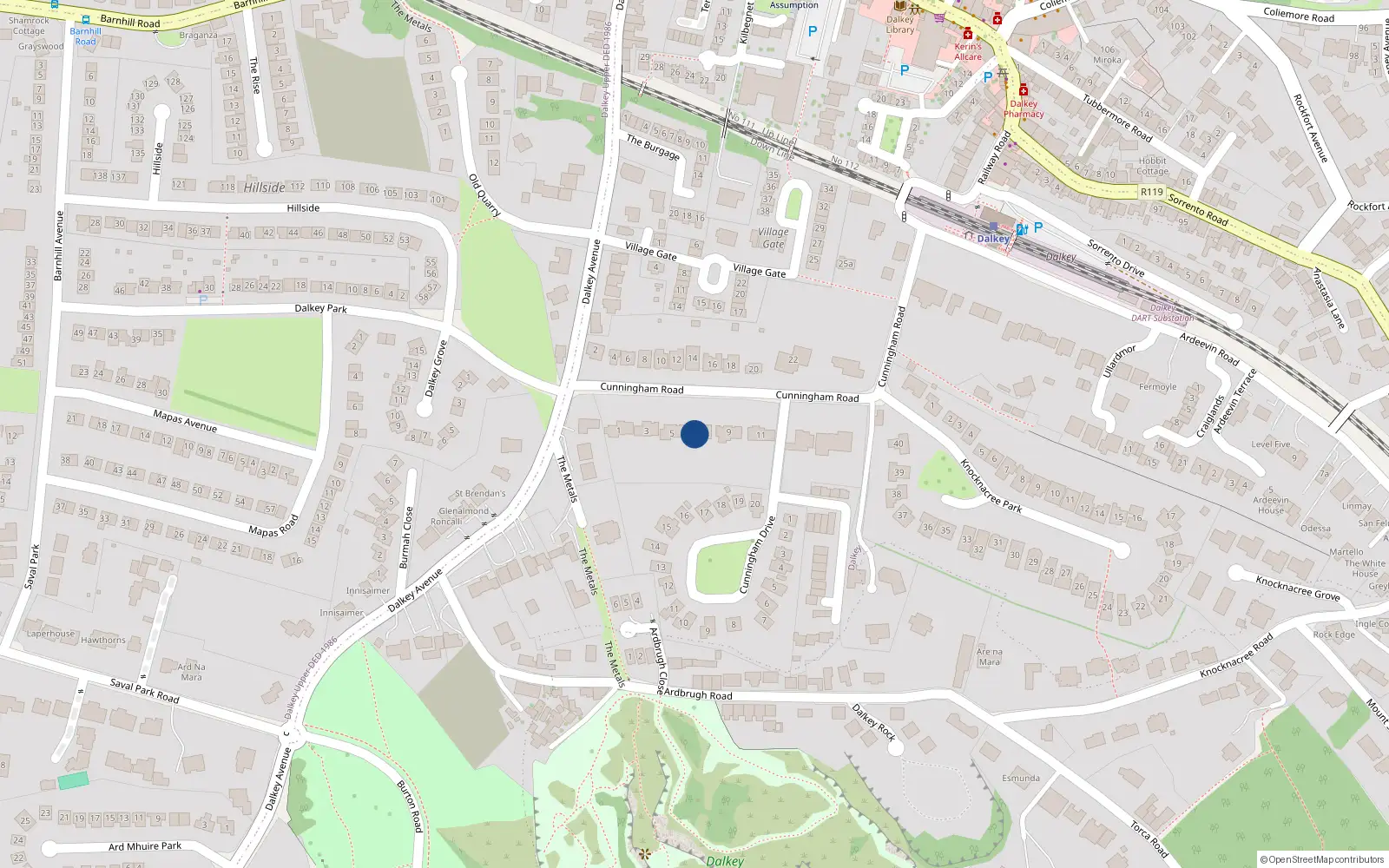 Overhead map showing the location of Dalkey, Dublin, Co. Dublin