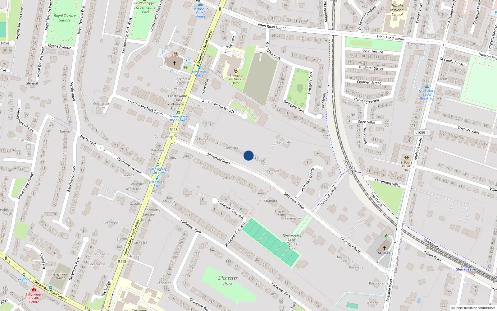 Overhead map showing the location of Kohi, 40 Silchester Road, Glenageary