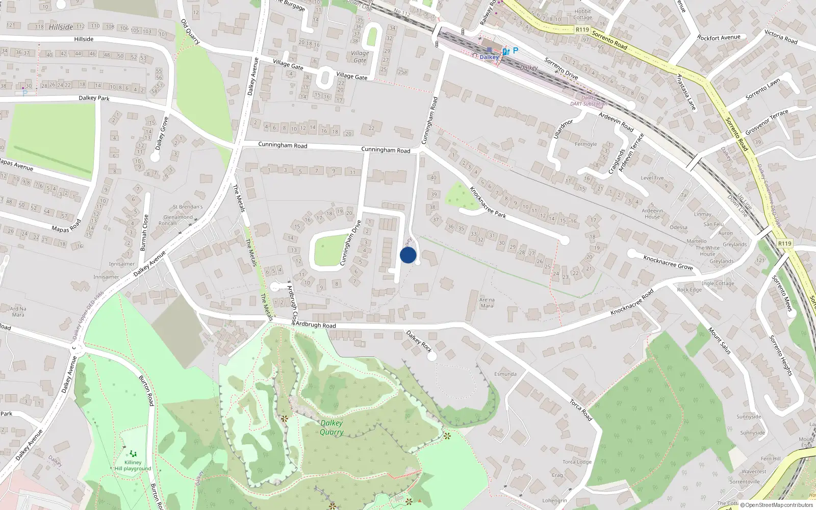 Overhead map showing the location of Dalkey, Dublin, Co. Dublin