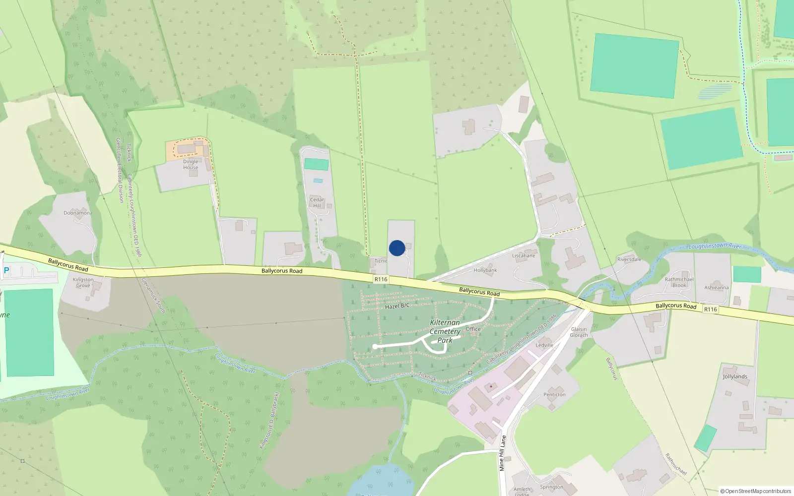 Overhead map showing the location of La Casa, Ballychorus Road, Kilternan