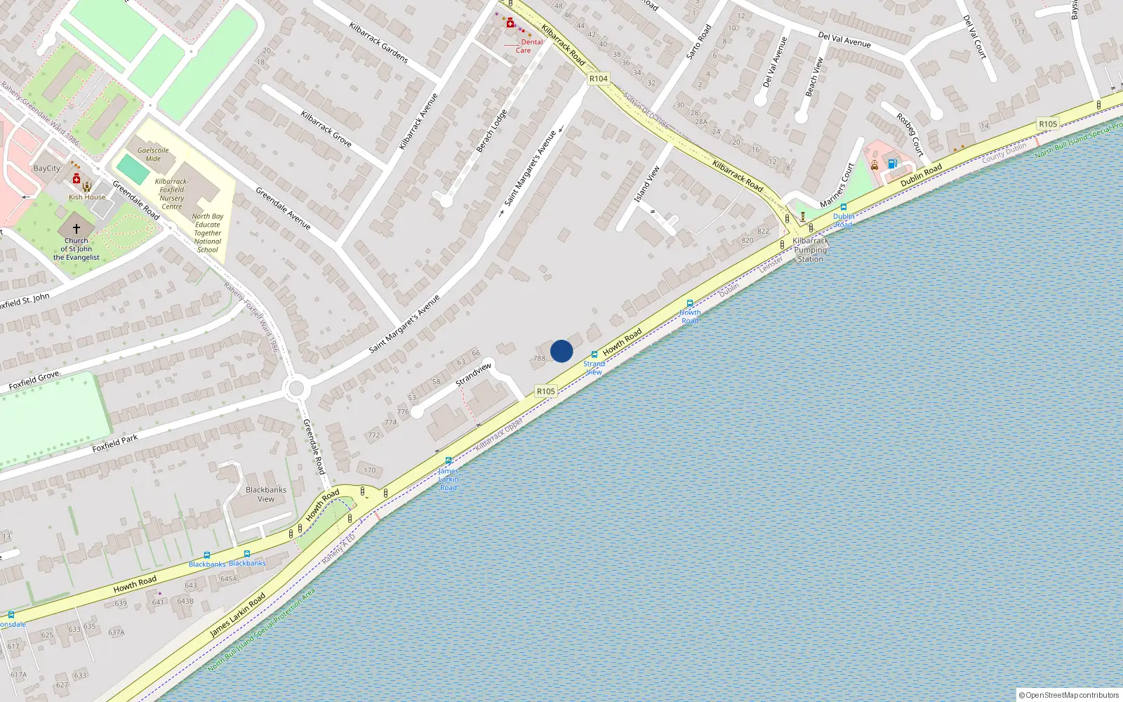 Overhead map showing the location of Lagoon House, 792 Howth Road, Raheny Dublin 5