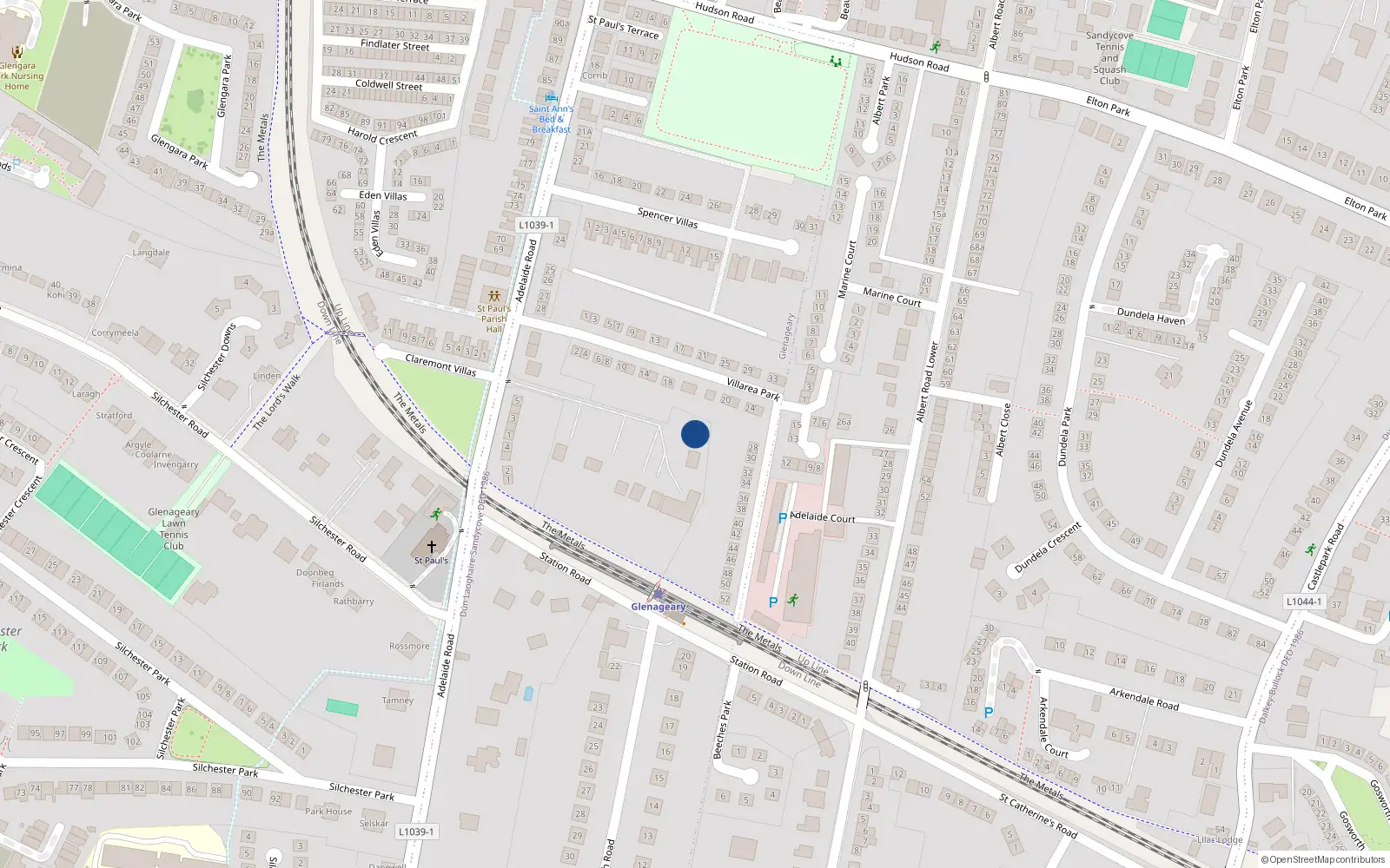 Overhead map showing the location of Glenageary, Dublin, Co. Dublin