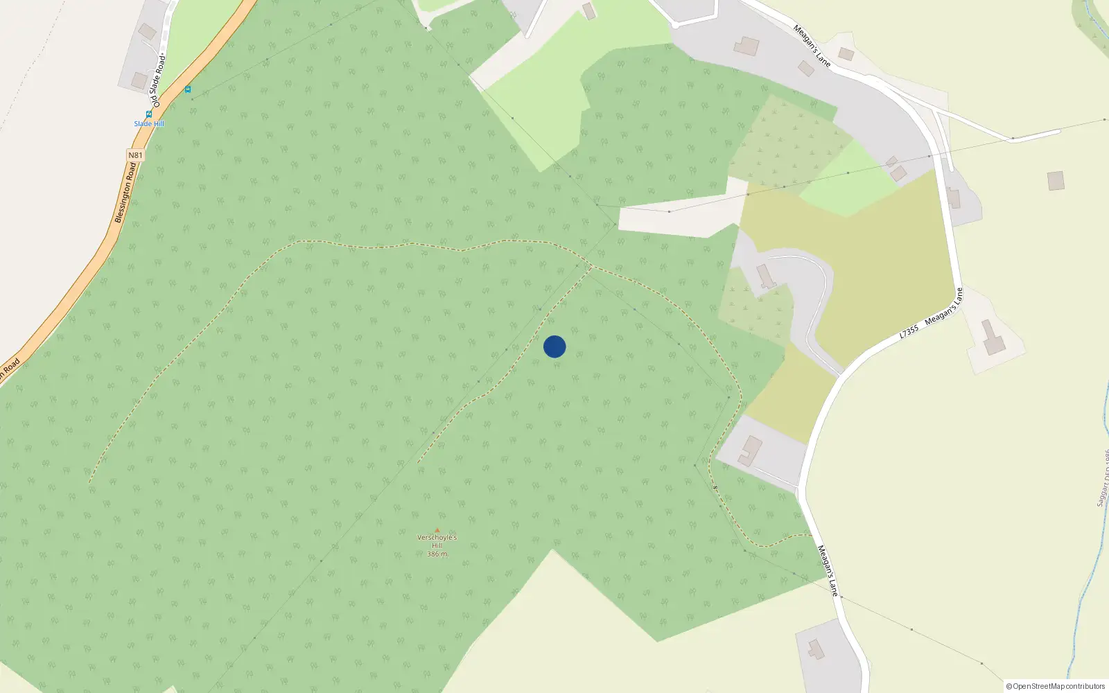Overhead map showing the location of Verschoyles Hill, Crooksling, Co. Dublin