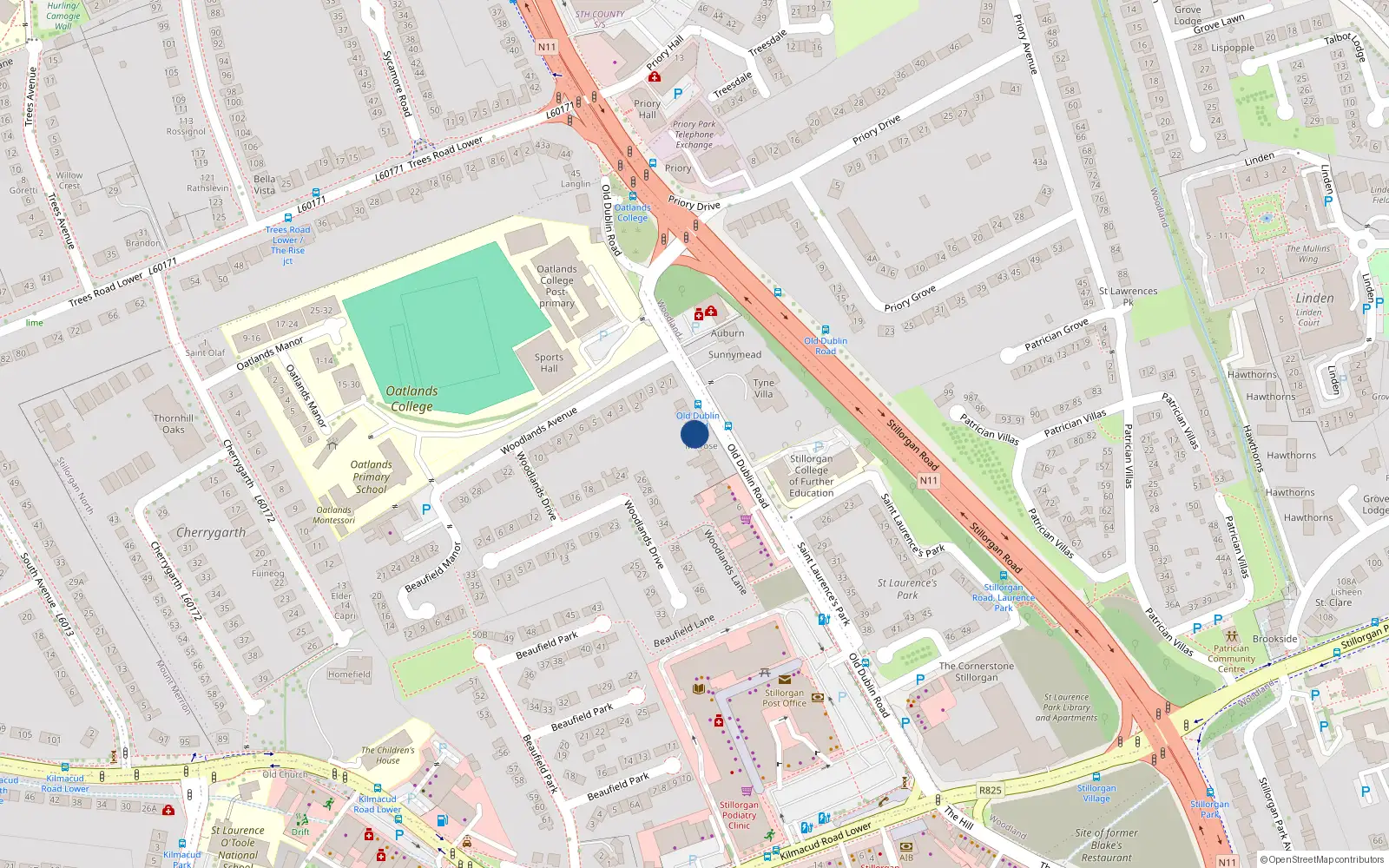 Overhead map showing the location of Stillorgan North, Dublin, Co. Dublin