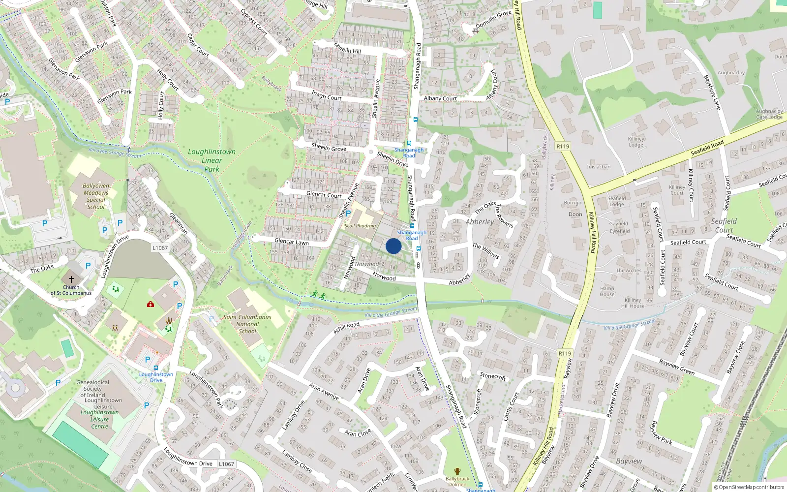 Overhead map showing the location of Ballybrack, Dublin, Co. Dublin