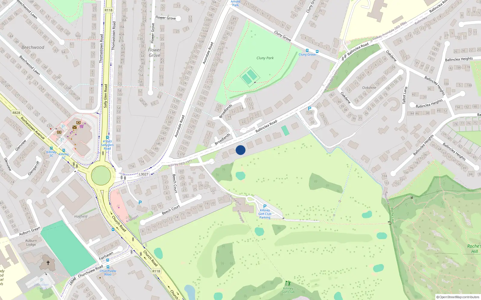 Overhead map showing the location of Rocheshill, Dublin, Co. Dublin