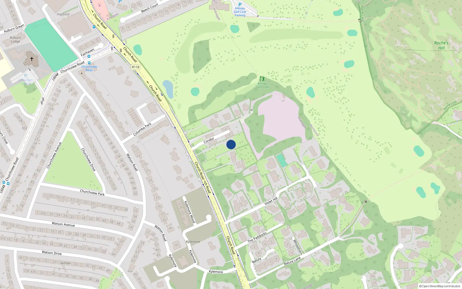 Overhead map showing the location of Kilbogget, Dublin, Co. Dublin