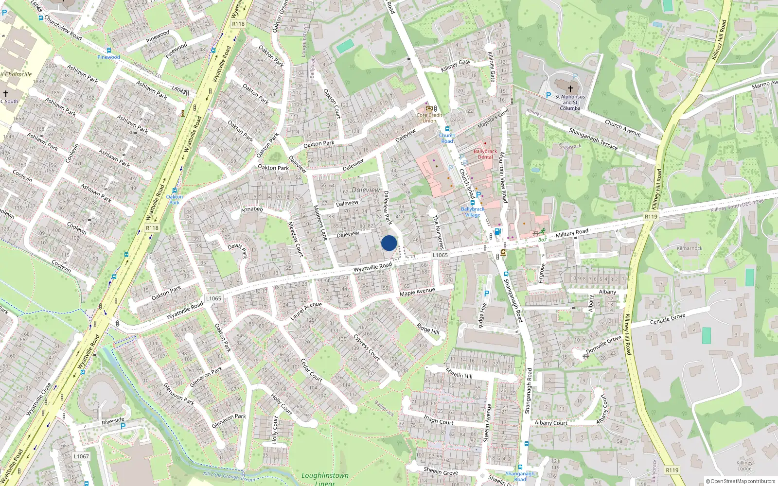 Overhead map showing the location of Melrose, 48 Daleview Park, Ballybrack