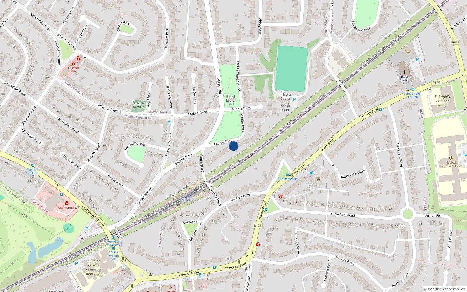 Overhead map showing the location of Site 2, Middle Third, Dublin 5