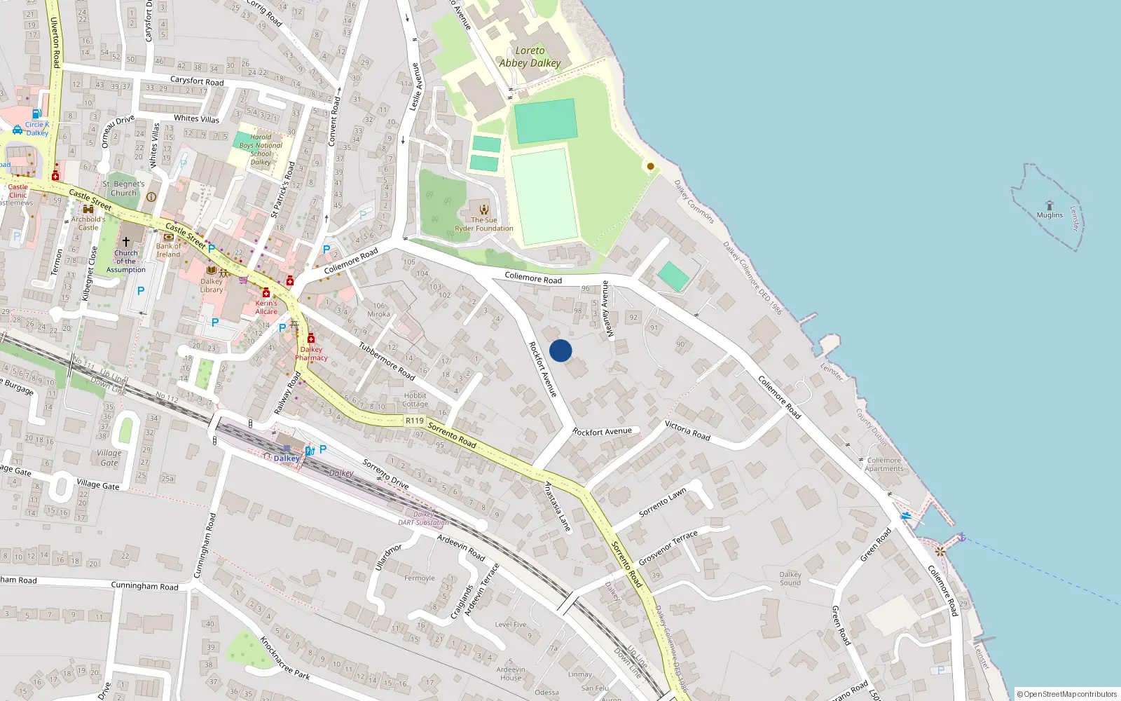 Overhead map showing the location of Dalkey Commons, Dublin, Co. Dublin