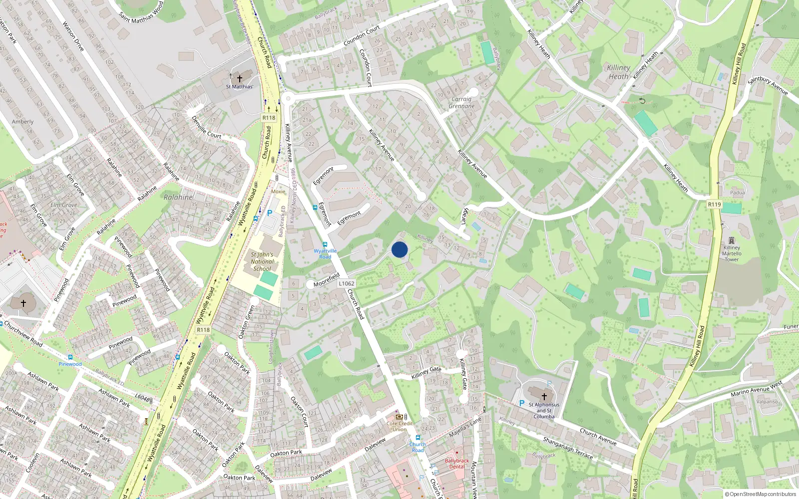 Overhead map showing the location of Ballybrack, Dublin, Co. Dublin