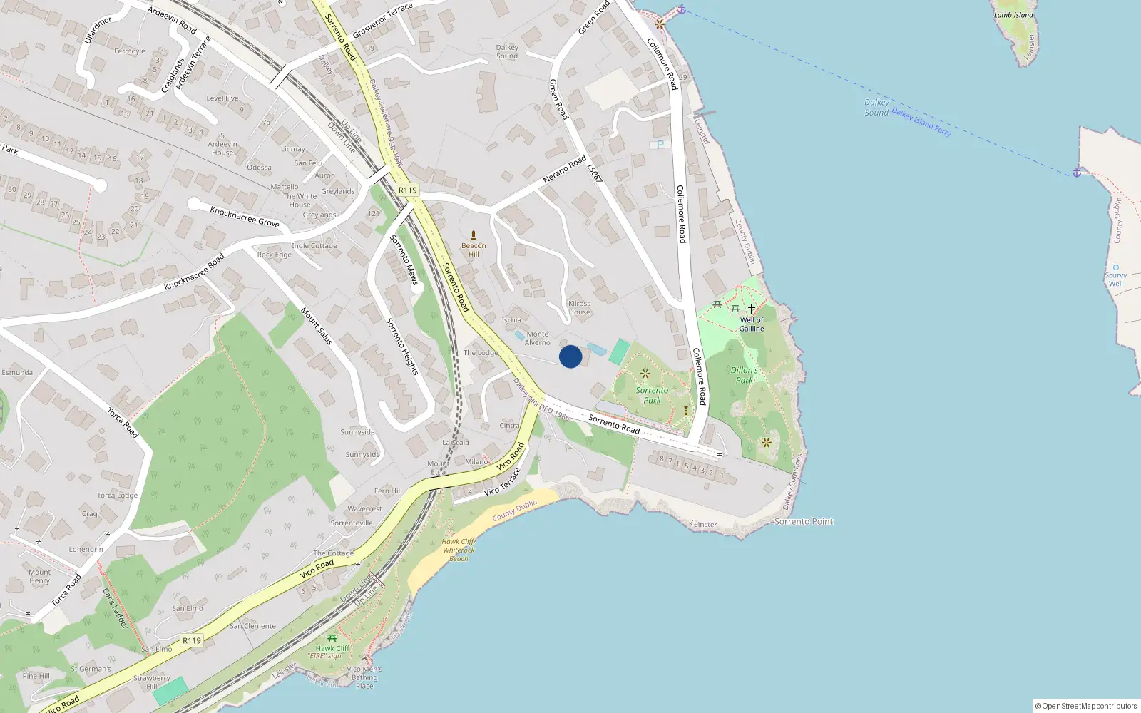 Overhead map showing the location of Dalkey Commons, Dublin, Co. Dublin